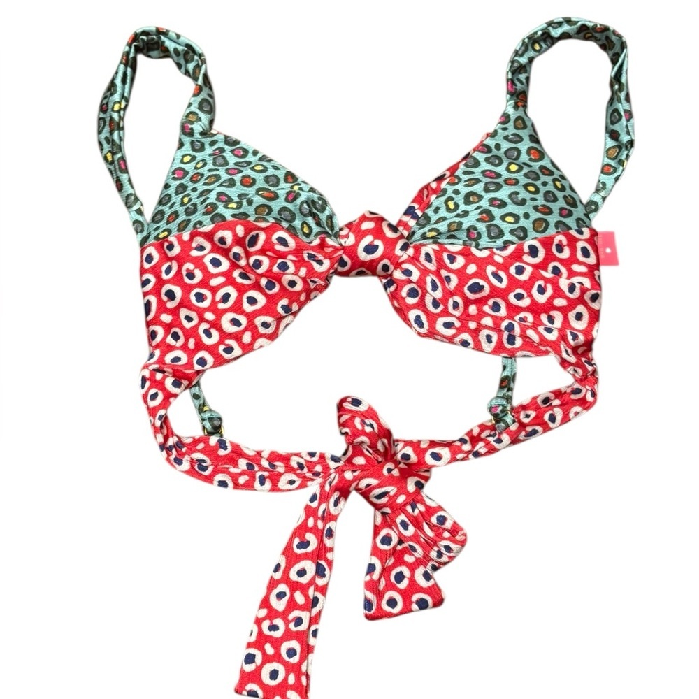 FARM Rio Leopard Patcha Reversible Bikini Top Size Large - Picture 5 of 9